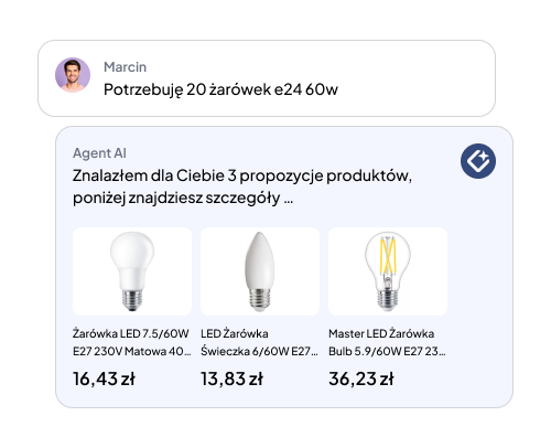Certusoft AI solutions - chat with an AI agent while purchasing light bulbs.